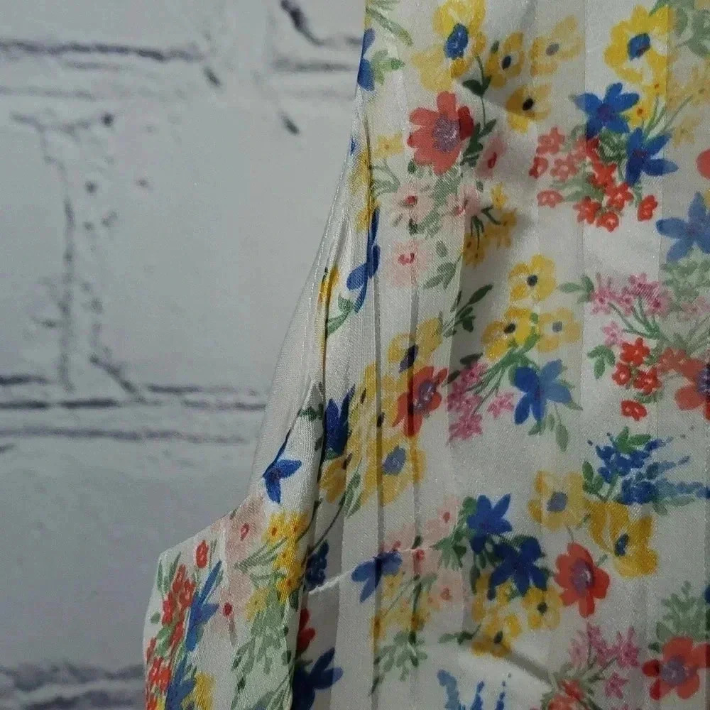 Banana Republic Floral Sleeveless Fit & Flare Dress Ruffle Tiered V-Neck Lined - Picture 3 of 8